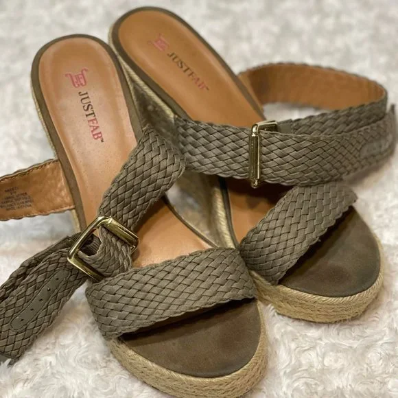 Just Fab Army Green Breeze Wedges - Picture 5 of 6